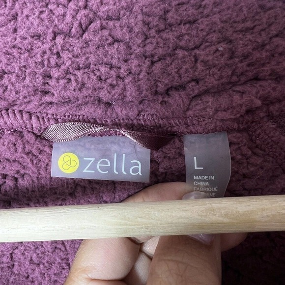 Zella Mauve Pink Teddy Bear Sherpa Jacket Size L Snap Button - Picture 11 of 13